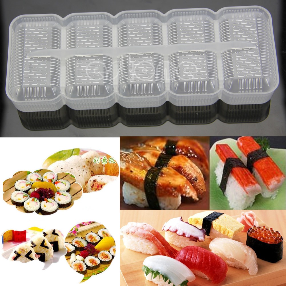 Japan Nigiri Sushi Mold Rice Ball 5 Rolls Maker Non Stick Press Bento