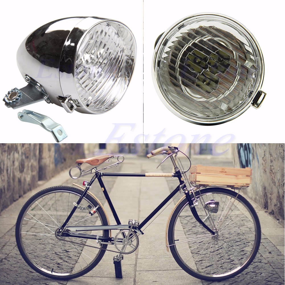 3 LED Vintage Bicycle Lamp Headlight Accessory Retro Front Light W// Bracket USA