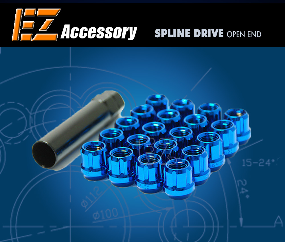 EZAccessory 24 Blue Bulge Acorn Lug Nuts 14x1.5 Thread Size 3//4 Hex