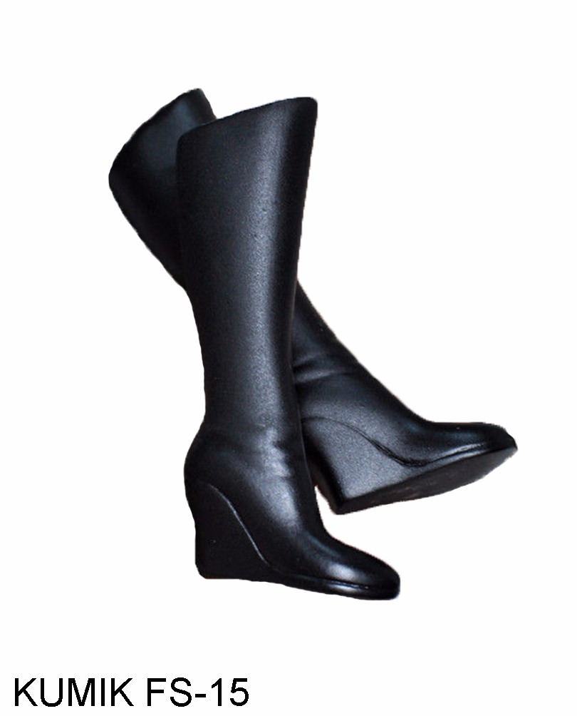 1//6 Scale Female Shoes KUMIK FS-15 Black High Boots Fit 12/" Action Figure Toys