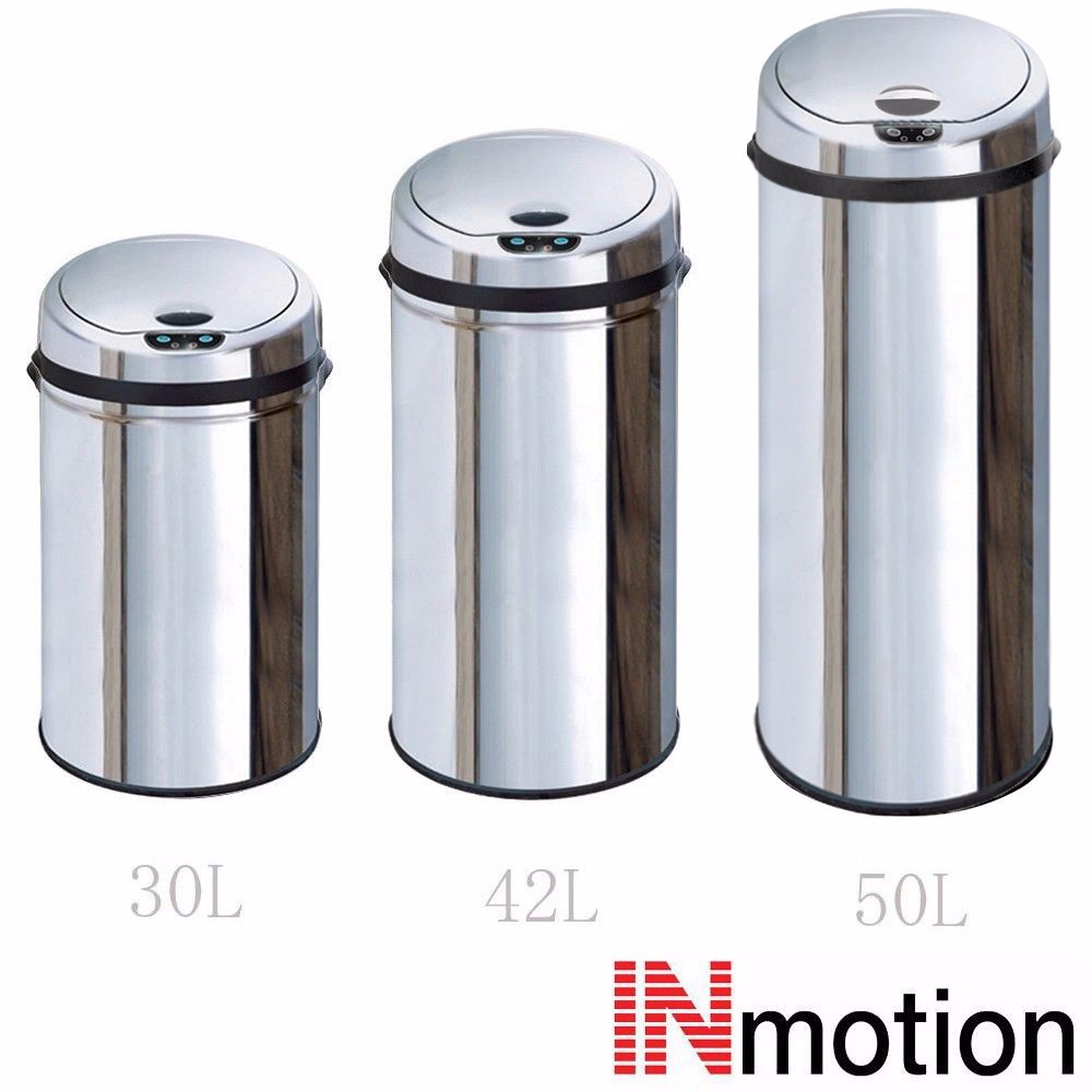 Inmotion 42L Red Stainless Steel Auto Sensor Kitchen Waste Dust Bin