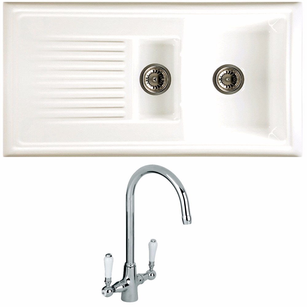 Reginox Single & 1.5 Bowl White, Black Reversible Ceramic Kitchen Sink ...