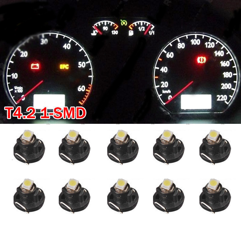 10PCS White T4.2 Neo Wedge 1 SMD LED Cluster Instrument Dash Climate Light Bulb