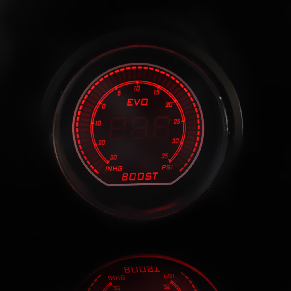 New 2" 52MM Digital Boost Meter Vacuum Gauge Electric EVO Series RED