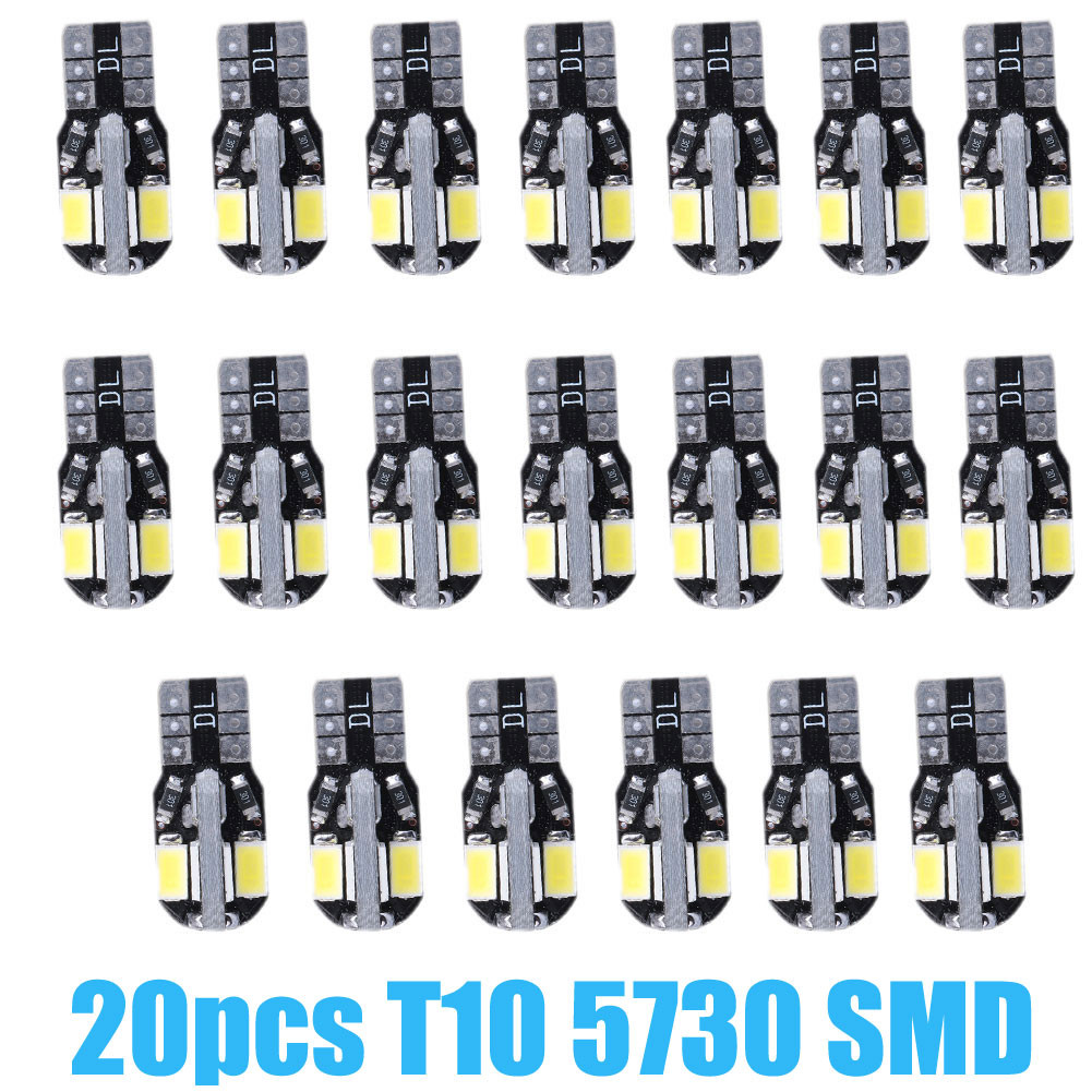 20 x Canbus T10 194 168 W5W 5730 8 LED SMD Car Side Wedge Light Lamp Bulb White@