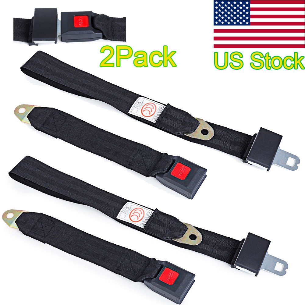 2X Car Seat Belt Lap 2 Point Safety Travel Adjustable Retractable Auto Universal