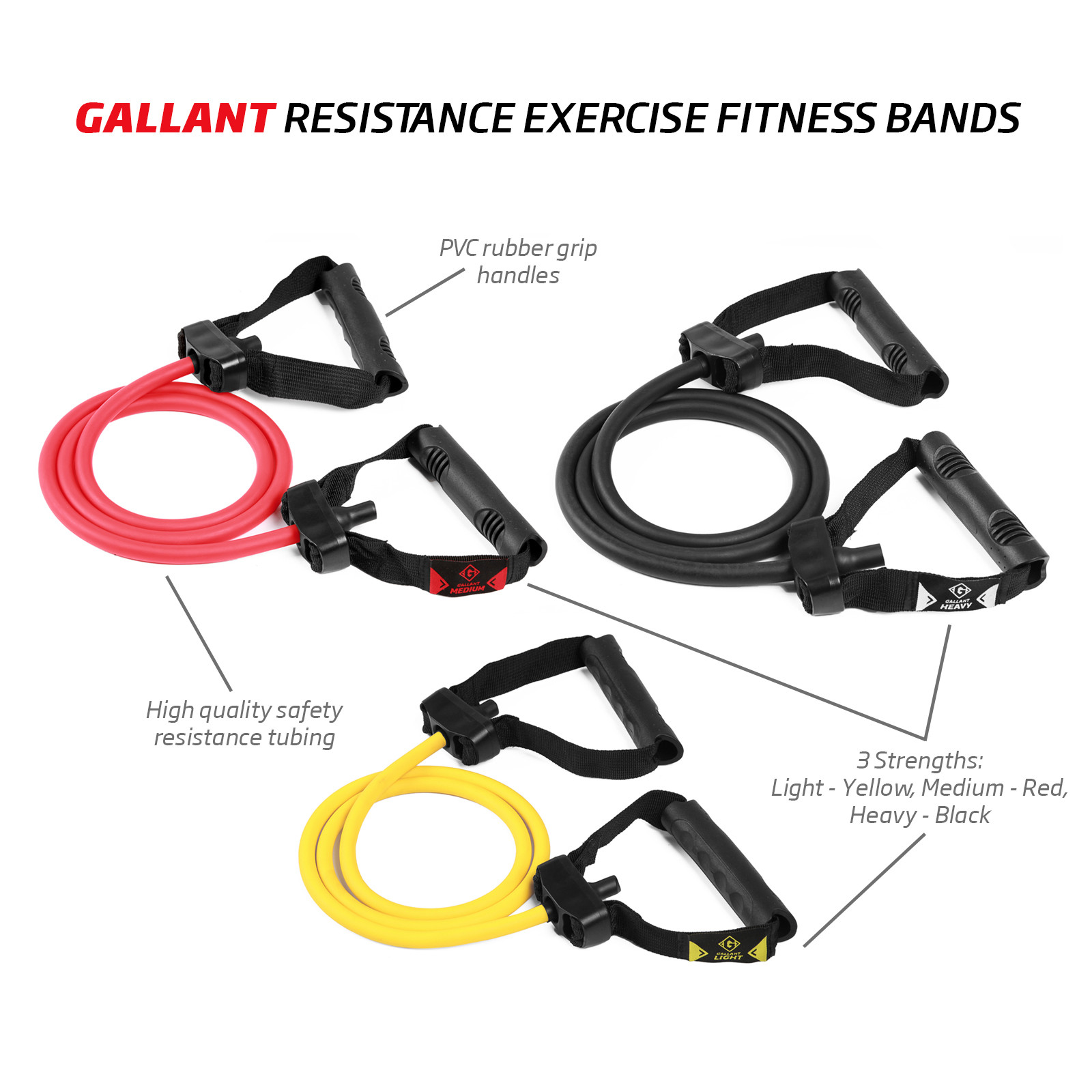 Gallant Resistance Bands Gym Exercise Tubes Stretch Heavy Set For Yoga Workout eBay