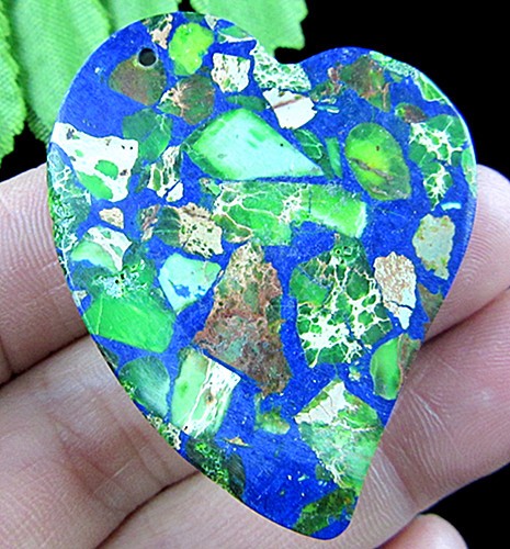 beautiful unique green blue succor creek jasper heart pendant