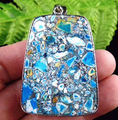 beautiful unique blue succor creek jasper trapezoid pendant bead