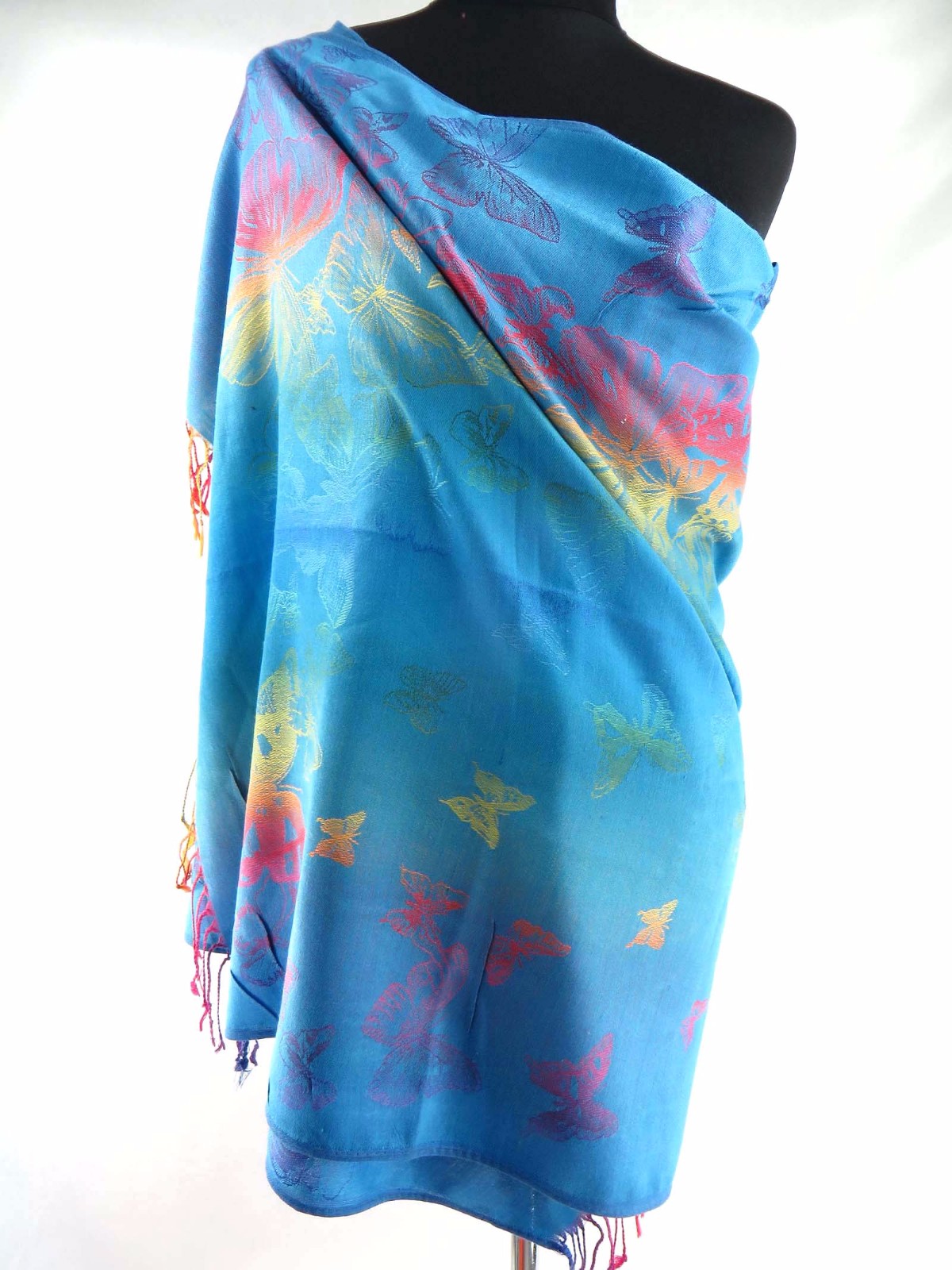 US SELLER-lot of 10 rainbow butterfly feather pashmina scarves viscose and wraps