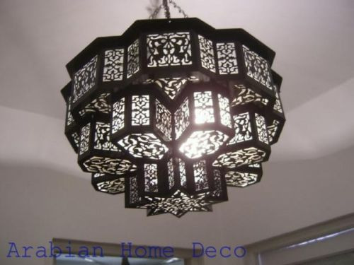 Handcrafted Middle Eastern Moroccan Black Oxidize Brass Chandelier Handcrafted Middle Eastern Moroccan Black Oxidize Brass Chandelier Light Lamp