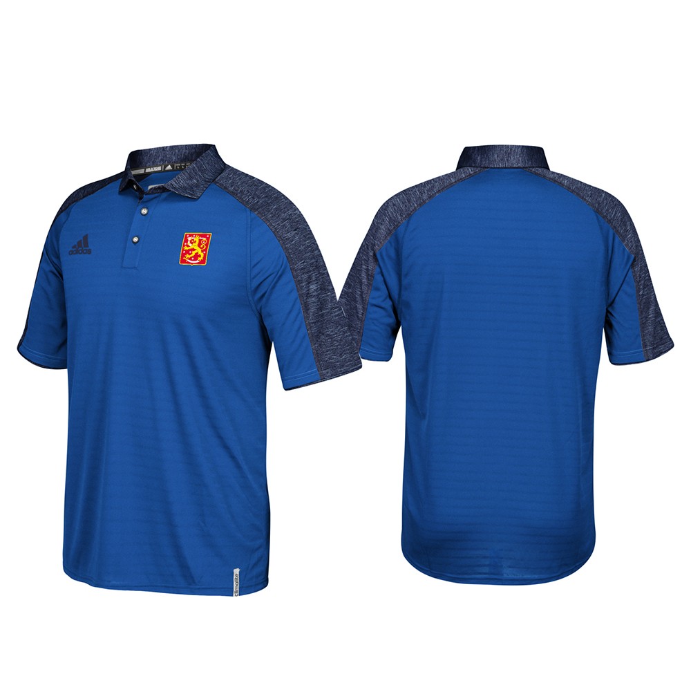 Finland NHL Adidas Blue ClimaLite World Cup of Hockey 2016 Coaches Polo