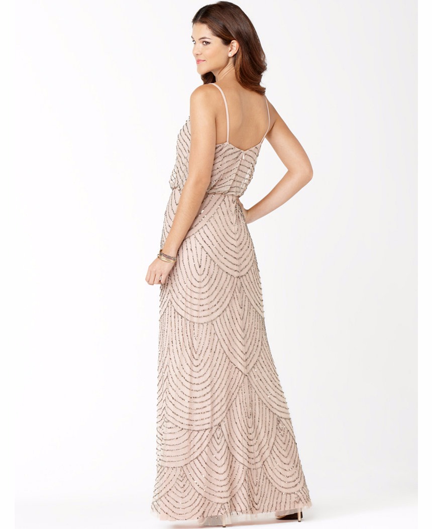 adrianna papell beaded spaghetti strap dress Beaded Sleeveless Wedding Dress by Adrianna Papell 40446 main image 0