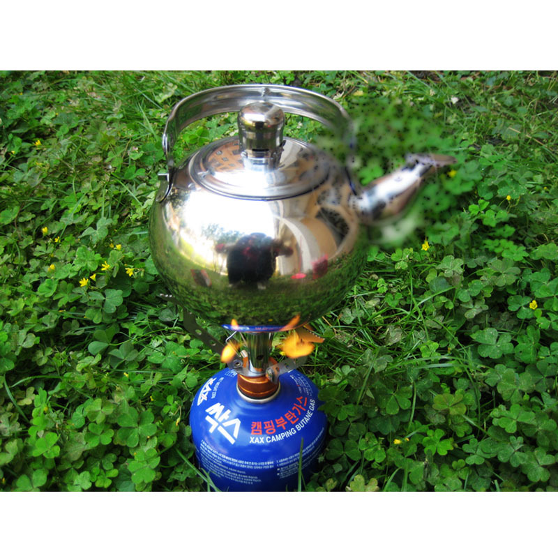 1L Stainless Steel Outdoor Campfire Kettle Teapot Camping Water Coffee
