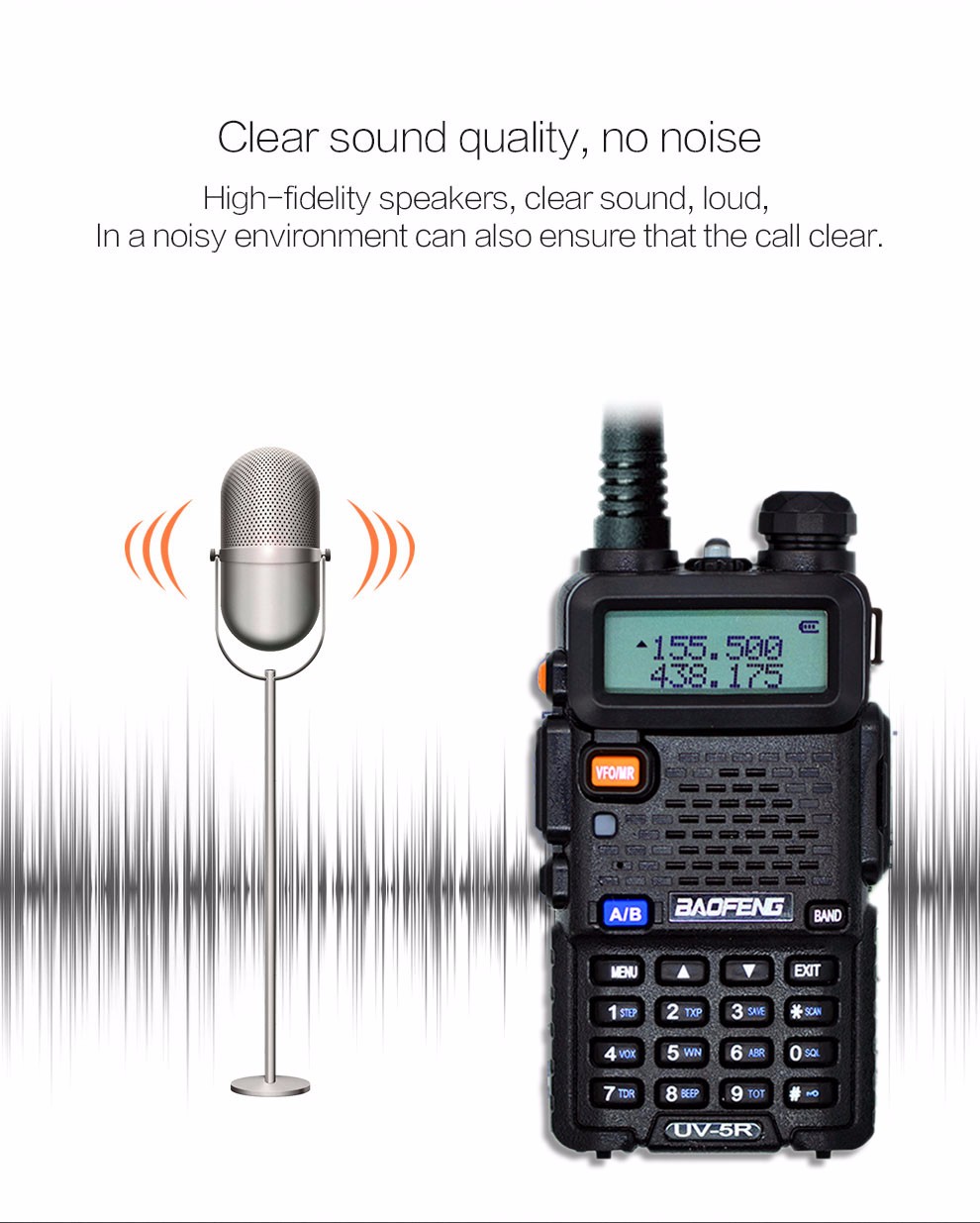 Baofeng UV 5R Walkie Talkie 5W Dual Band Ham Two Way Radio Vhf Uhf FM Radio Handheld Transceiver