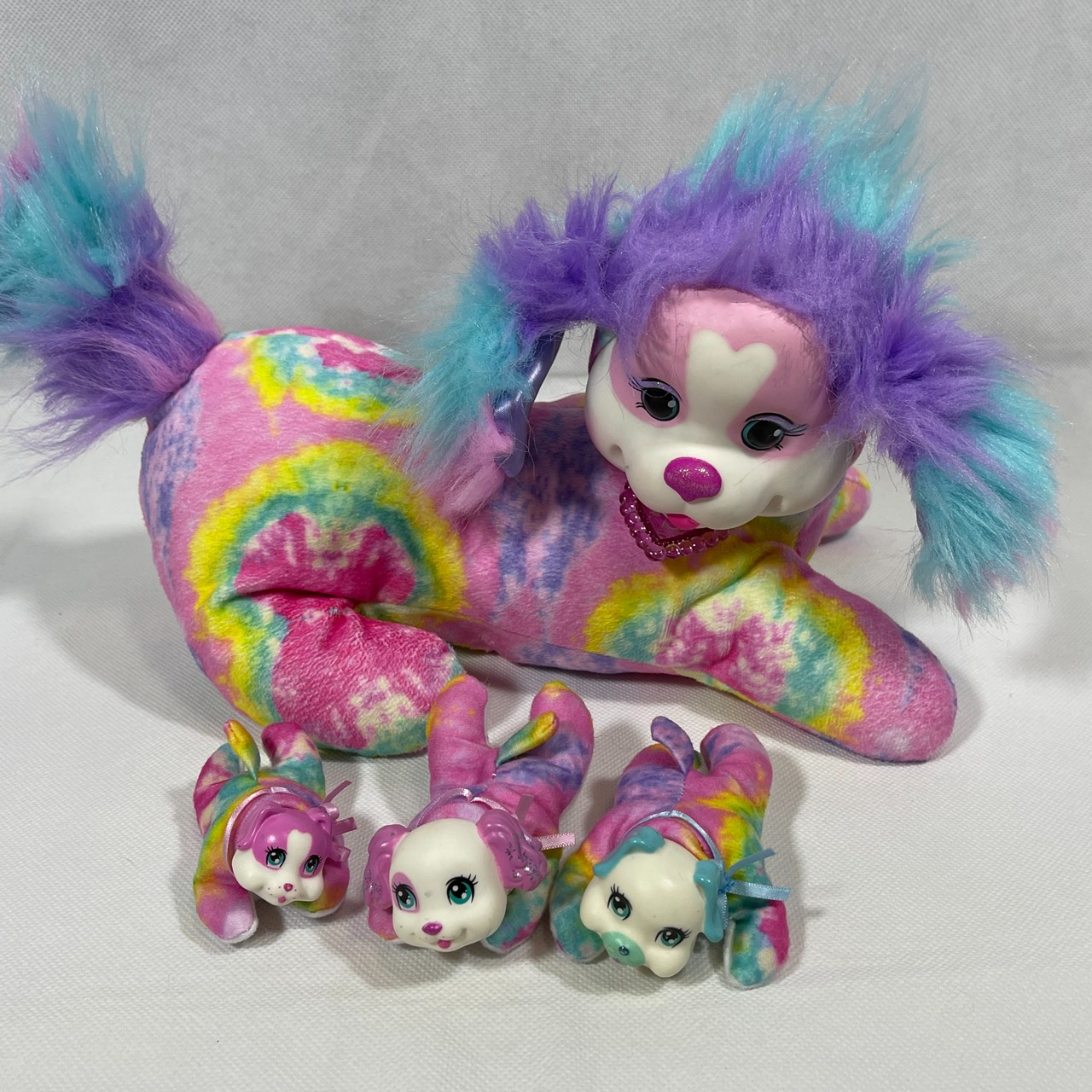 Just Play Puppy Surprise Tie-Dye Dog with 3 Puppies Stuffed Plush Animal Soft Toy