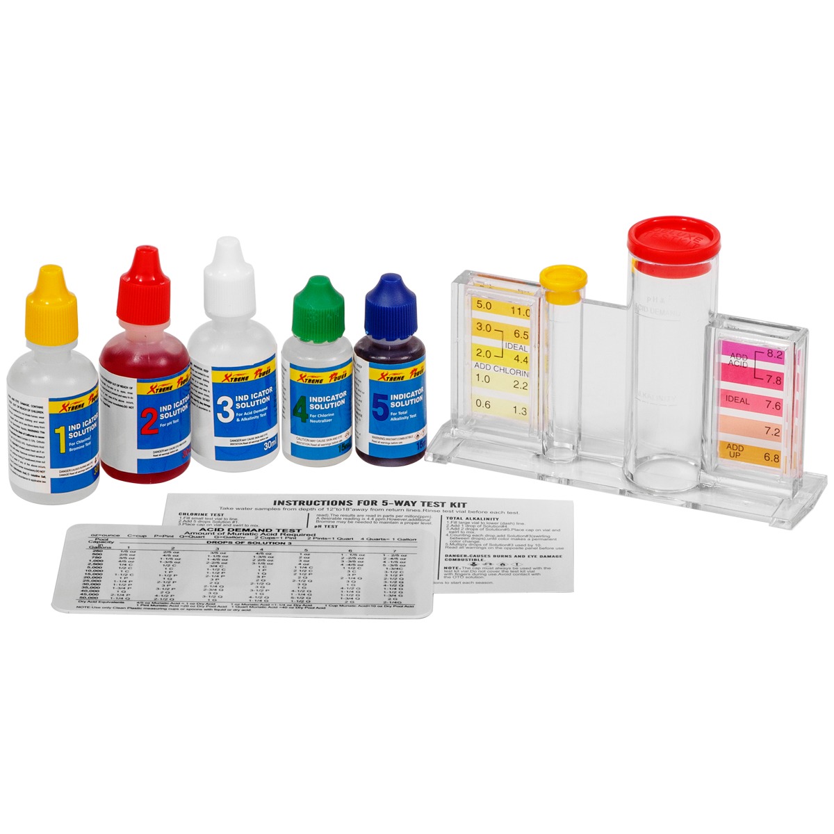 5 Way Swimming Pool Spa Water Chemical Test Kit CHLORINE BROMINE pH