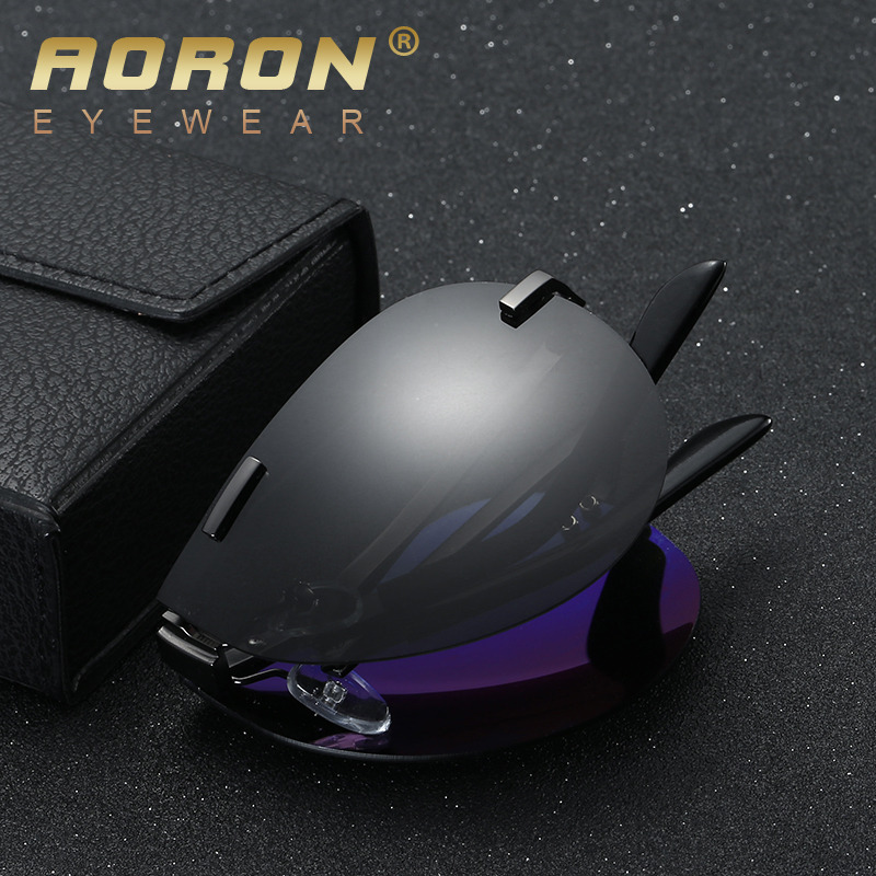 Men/'s Folding Polarized Sunglasses Foldable Designer Women Glasses Metal Eyewear