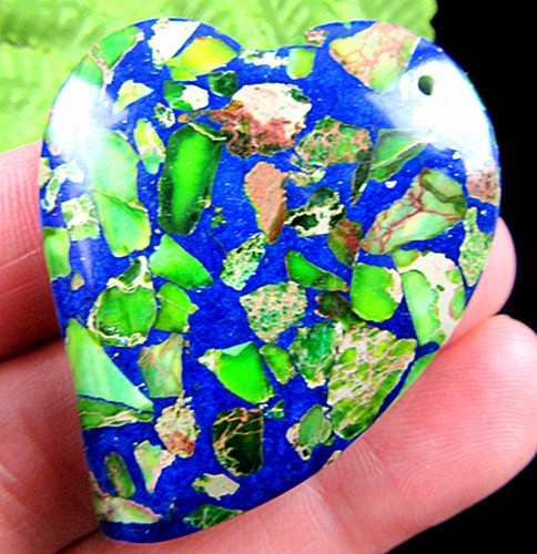 beautiful unique green blue succor creek jasper heart pendant
