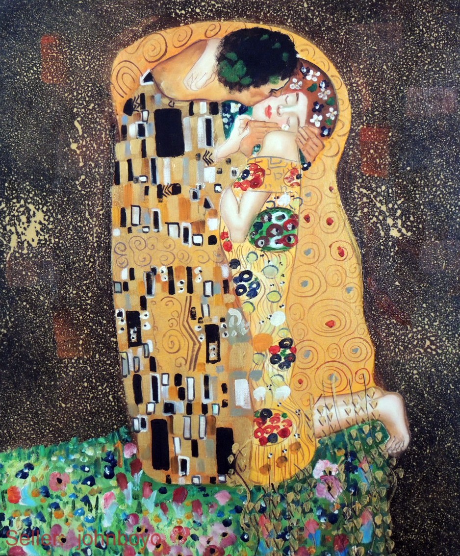 the kiss couple in love portrait gustav klimt repro 20x24 oil on