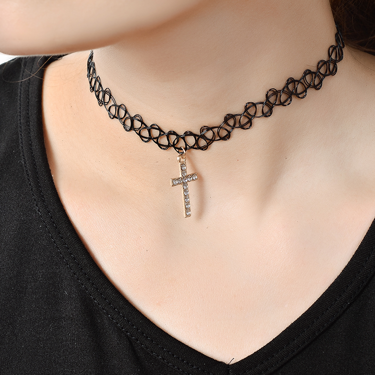 Gothic Tattoo Choker Stretch Necklace Multicolor Retro Henna Elastic Boho 90s