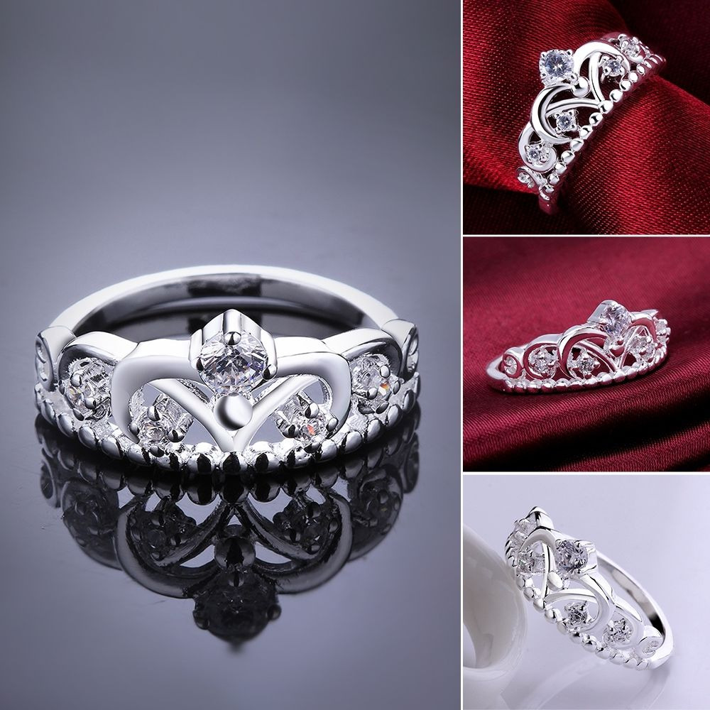 Sterling Silver Plain Princess Crown Ring