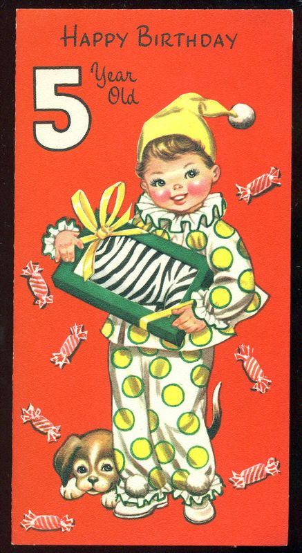 Vintage Birthday Greeting Card Boy Puppy Candy Zebra Happy Birthday 5 Year Old Ebay