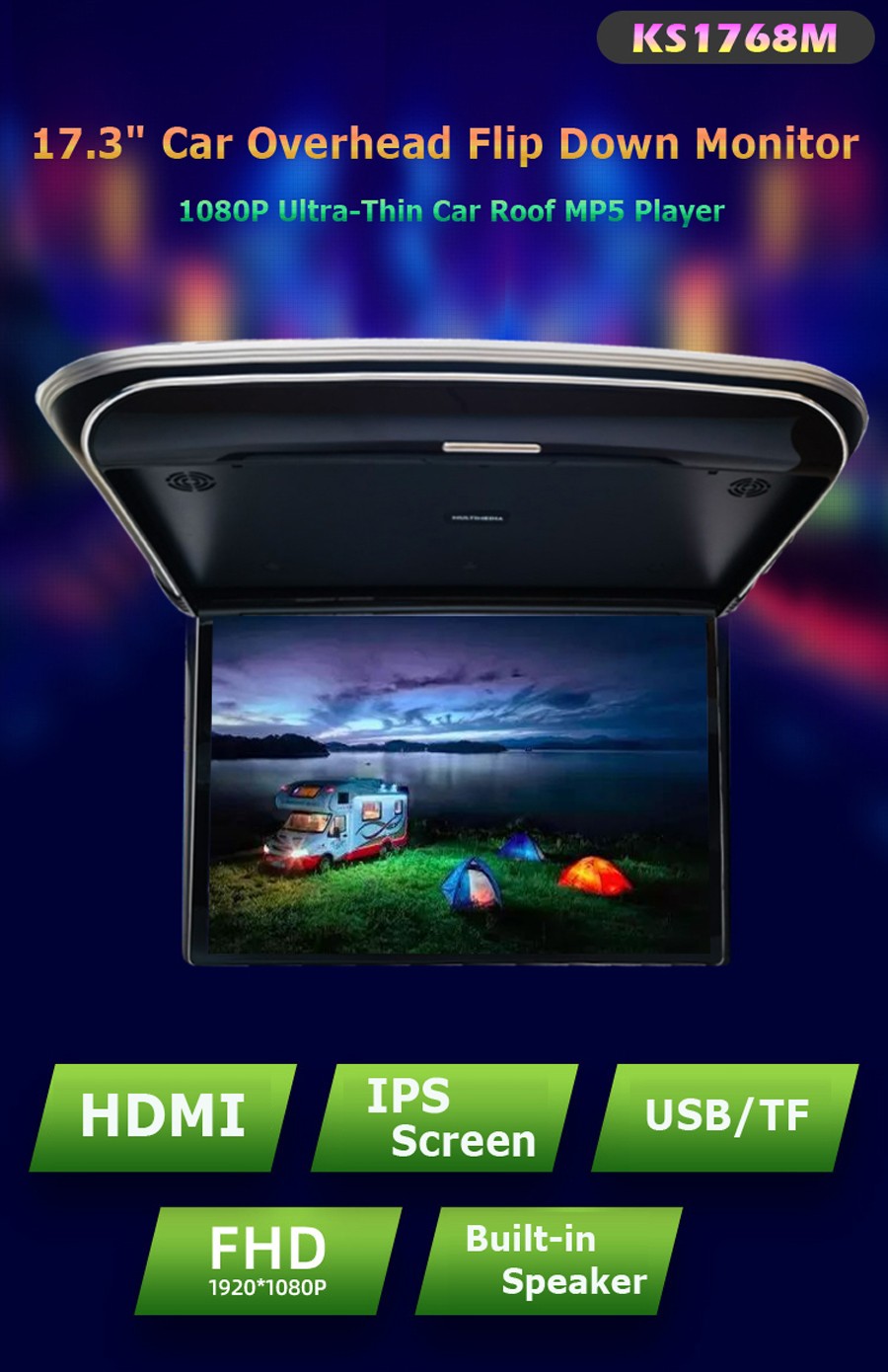 Auto Deckenmonitor 17 Zoll 1920*1080px 16:9 IR FM AV-Eingang HDMI HD Film Video Auto Deckenmonitor 17 Zoll 1920*1080px 16:9 IR FM AV-Eingang HDMI HD Film Video