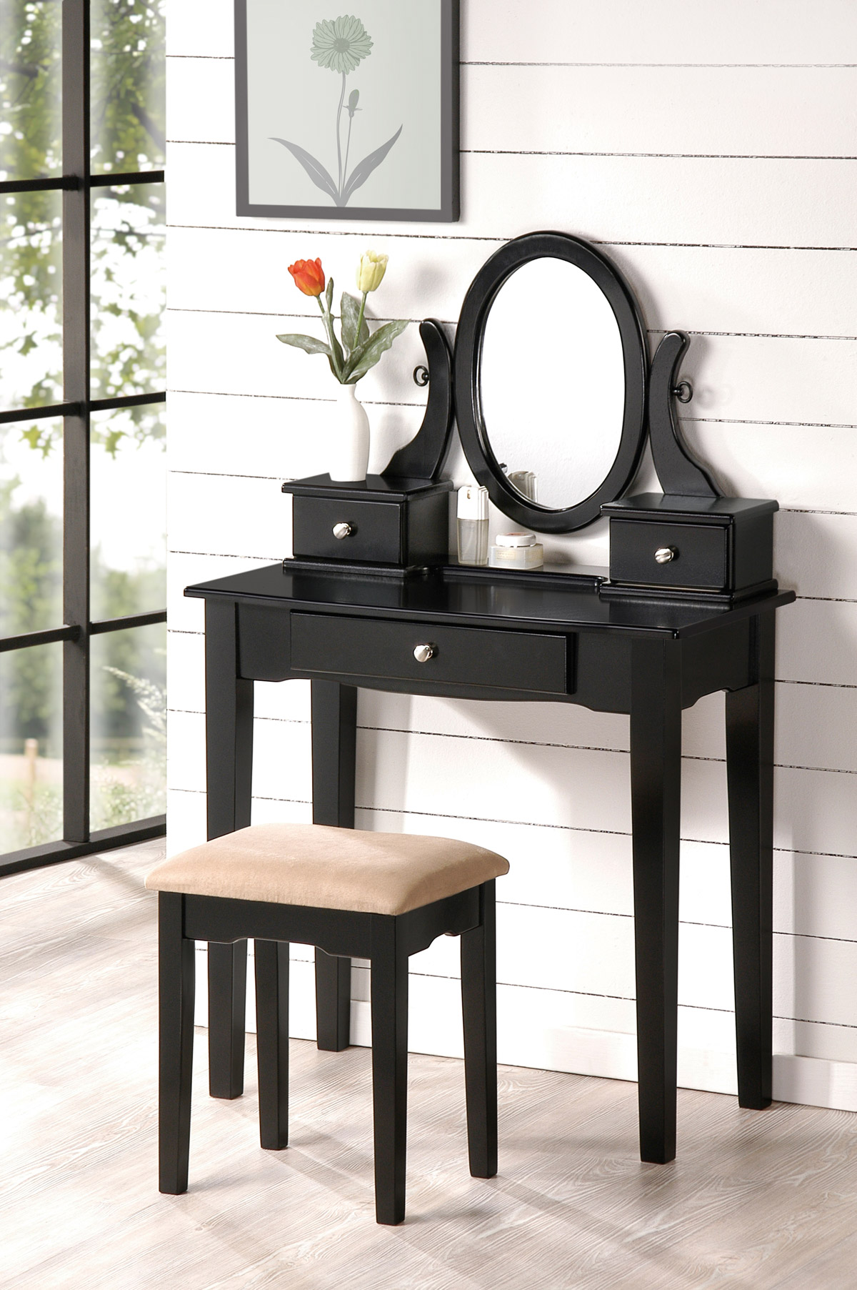 black vanity dresser