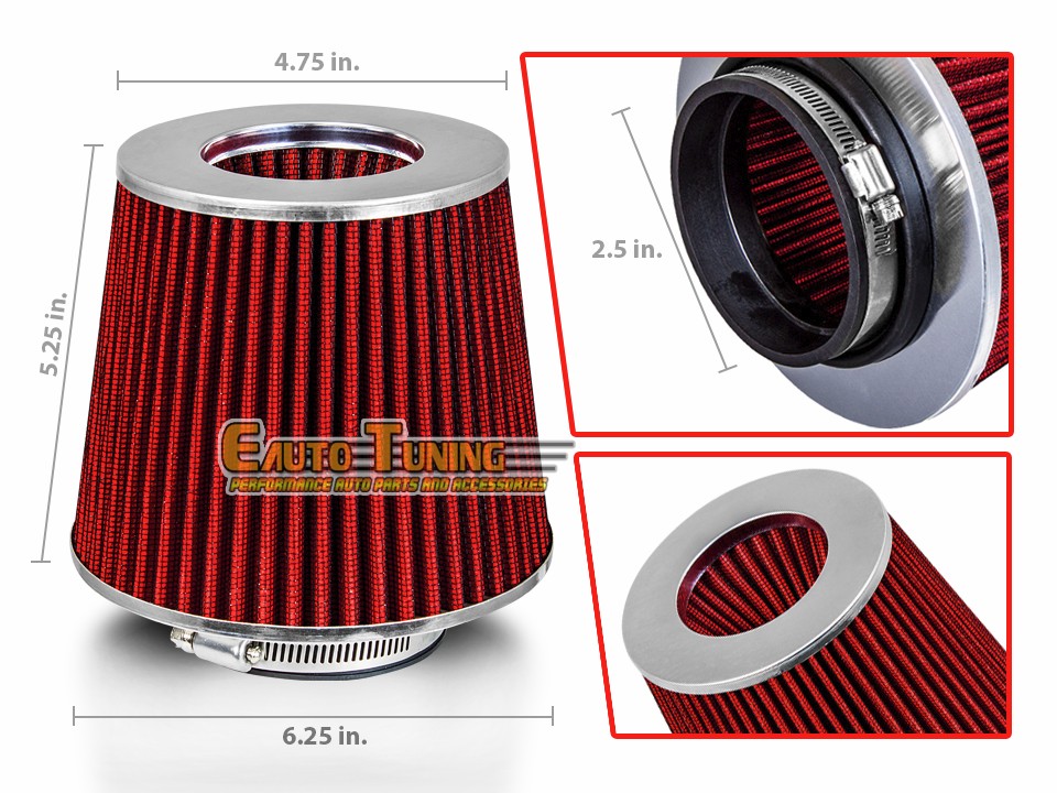 BLUE 2.5 Inches 2.5/" 63mm Inlet Cold Air Intake Cone Dry Filter For Hyundai