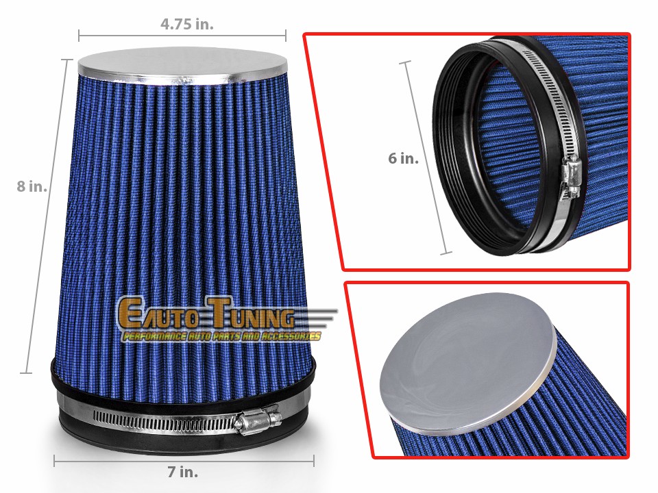 UNIVERSAL 6 INCHES 6/" 152mm DIAMETER TRUCK COLD AIR INTAKE DRY FILTER 2007 Blue