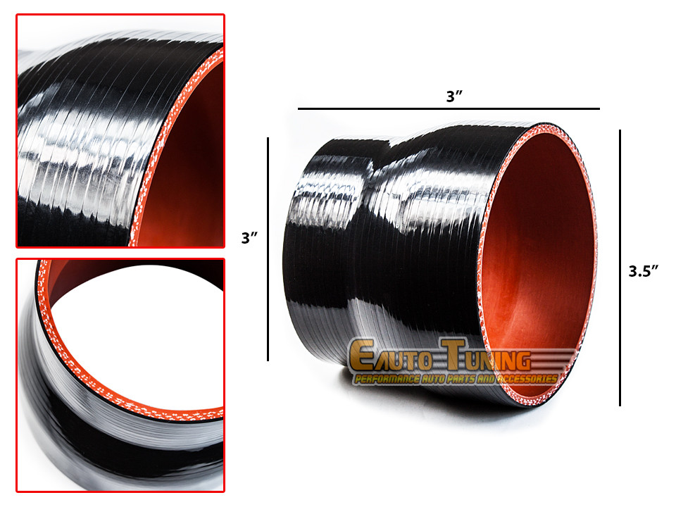 BLACK 3/"-3.5/" AIR INTAKE//PIPING RUBBER REDUCER COUPLER FOR HYUNDIA//KIA