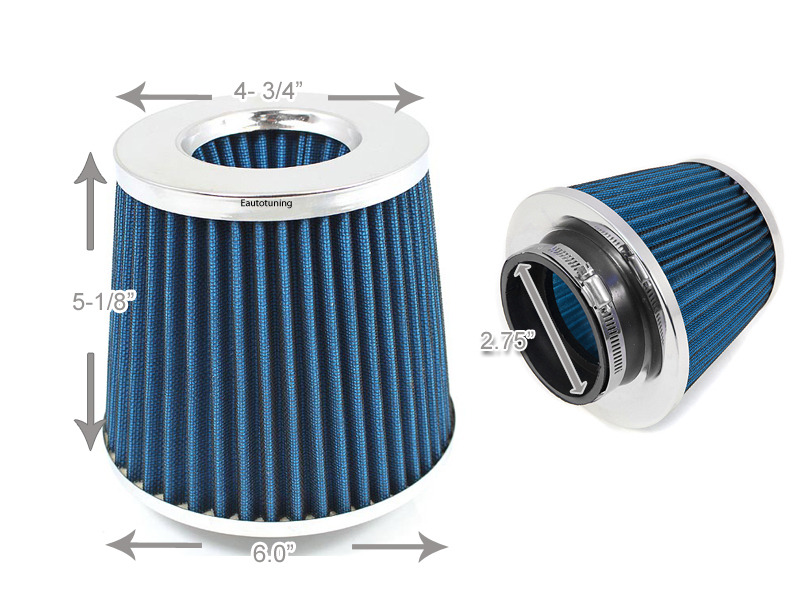 BLUE 2.75 Inches 2.75/" 70mm Inlet Cold Air Intake Cone Dry Filter For Mazda