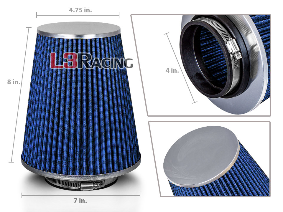 BLUE 4 Inches 4" Inlet 102mm Cold Air Intake Cone TRUCK FILTER For
