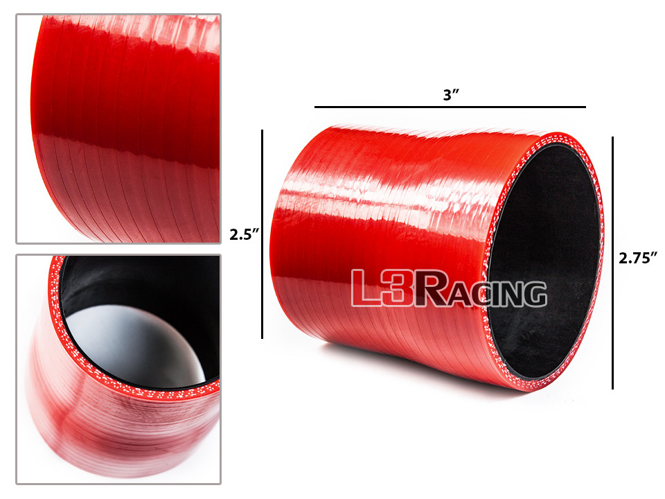 RED 2.75/"-2.5/" 70-63mm 3-ply Silicone Reducer Hose Turbo Intake Intercooler Inf