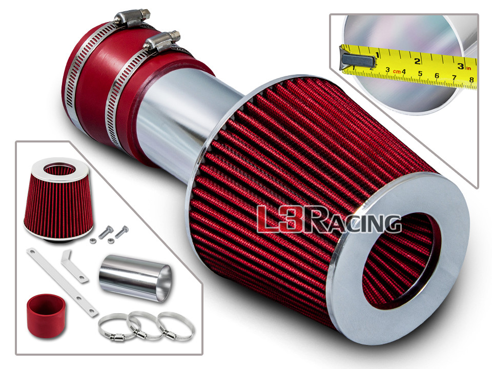 Filter For 06-08 Impala//Monte Carlo 3.5L 3.9L V6 3/" RED Short Ram Air Intake