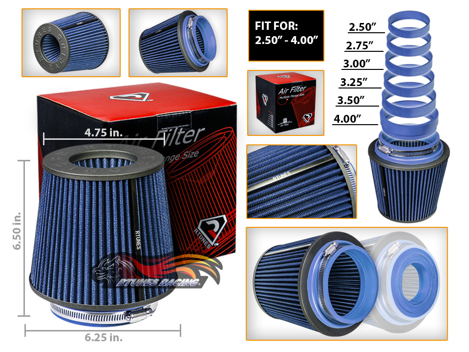 2.75/" Short Ram Cold Air Intake Filter Round Universal BLUE For Mercedes Benz 2