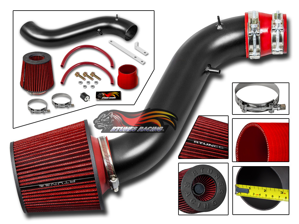 BCP Matte Black Red 90-93 Accord DX//LX//EX 2.2L L4 Cold Air Intake Induction