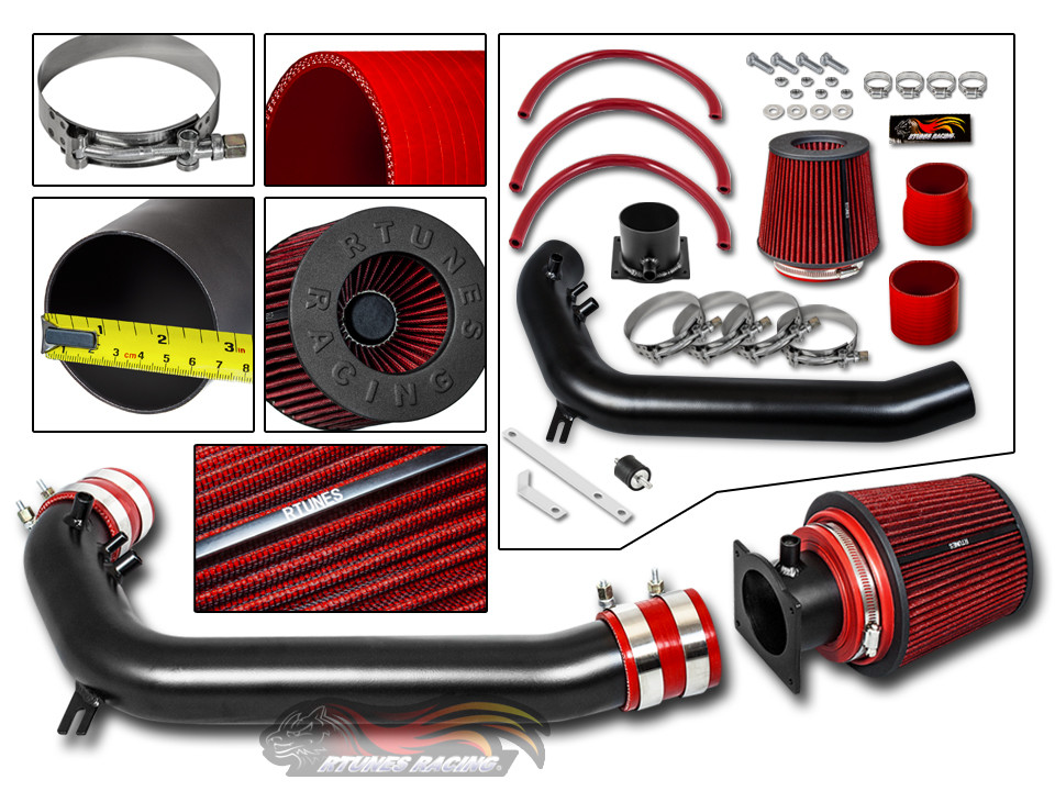 For 91-94 Nissan 240Sx S13 Ka24 Silvia Black Pipe Jdm Cold Air Intake System