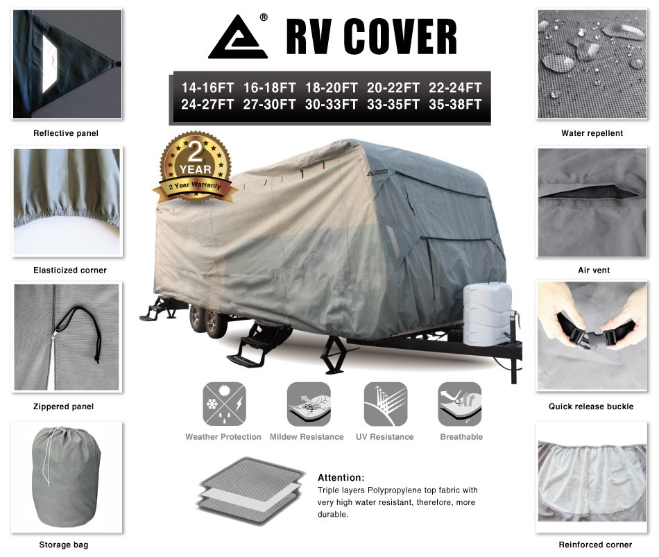 Leader Accessories Travel Trailer RV Cover Fits 30'33' Trailer Camper