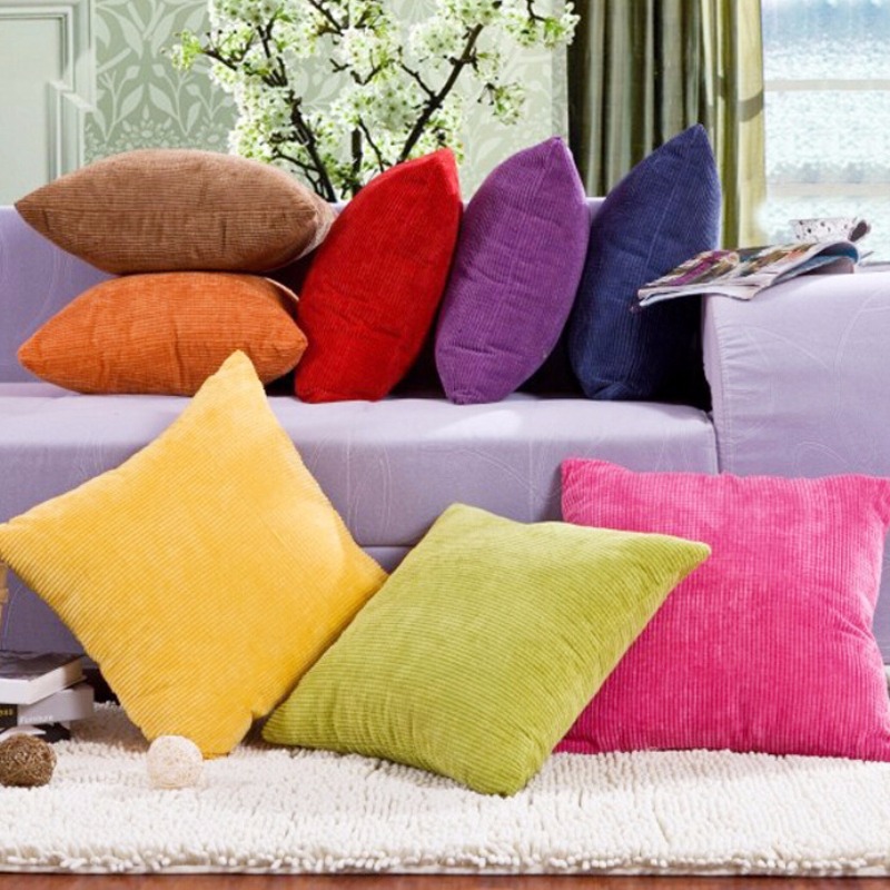 Home Decor Solid Color Square Pillow Case Fashion Cushions Cover Core