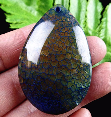 beautiful unique blue dragon veins agate teardrop