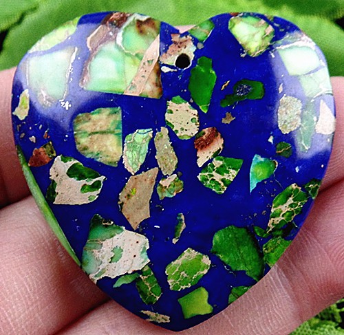 beautiful unique blue green succor creek jasper heart pendant