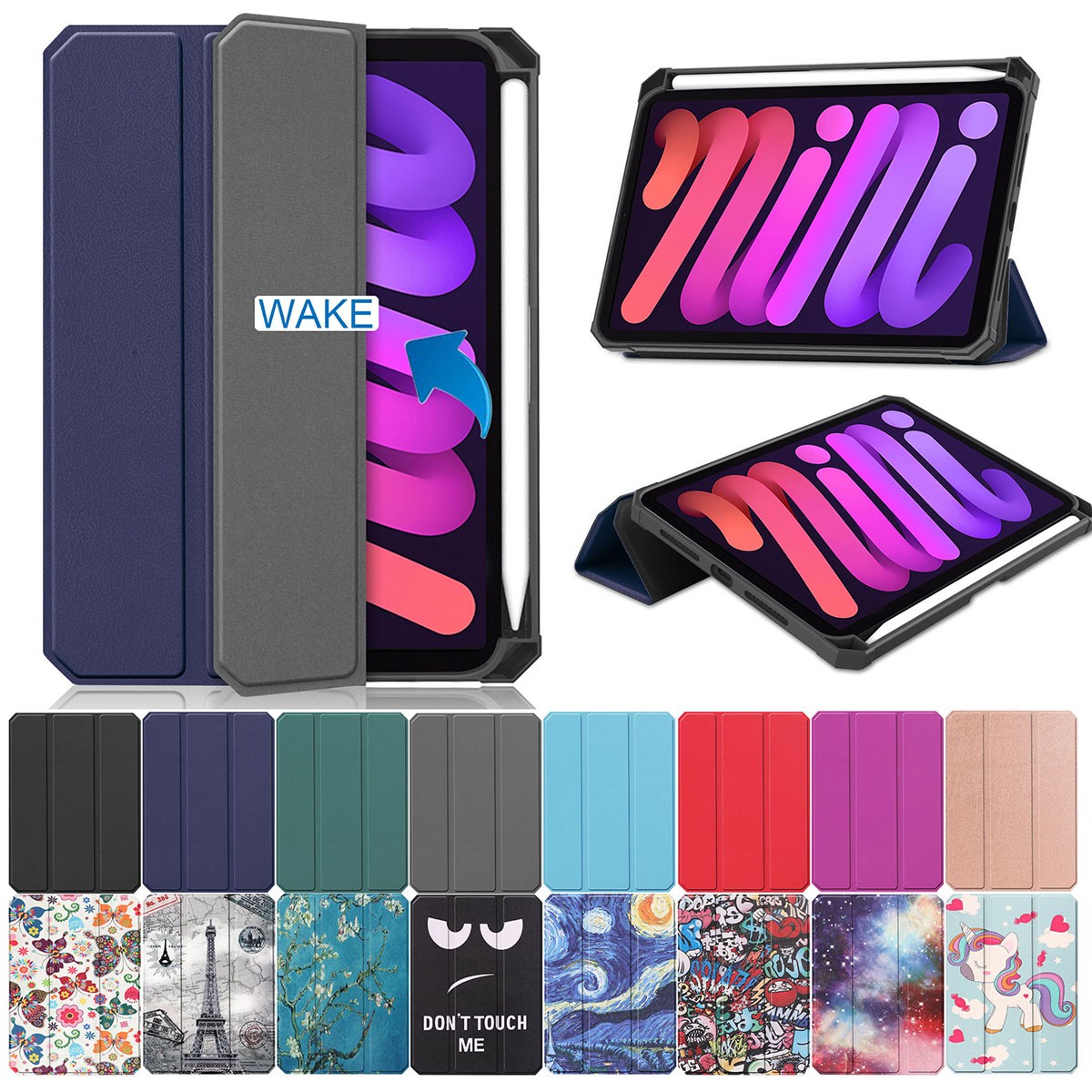 Folio Smart Cover Pencil Holder Trifold Stand Leather Case For