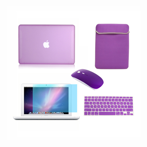 5in1 Crystal PURPLE Case for Macbook PRO 13/" LCD Bag +Mouse Keyboard Cover