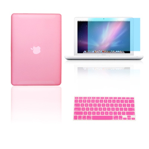 Keyboard Cover LCD Screen 3 in 1 Rubberized PINK Case for Macbook PRO 13/"