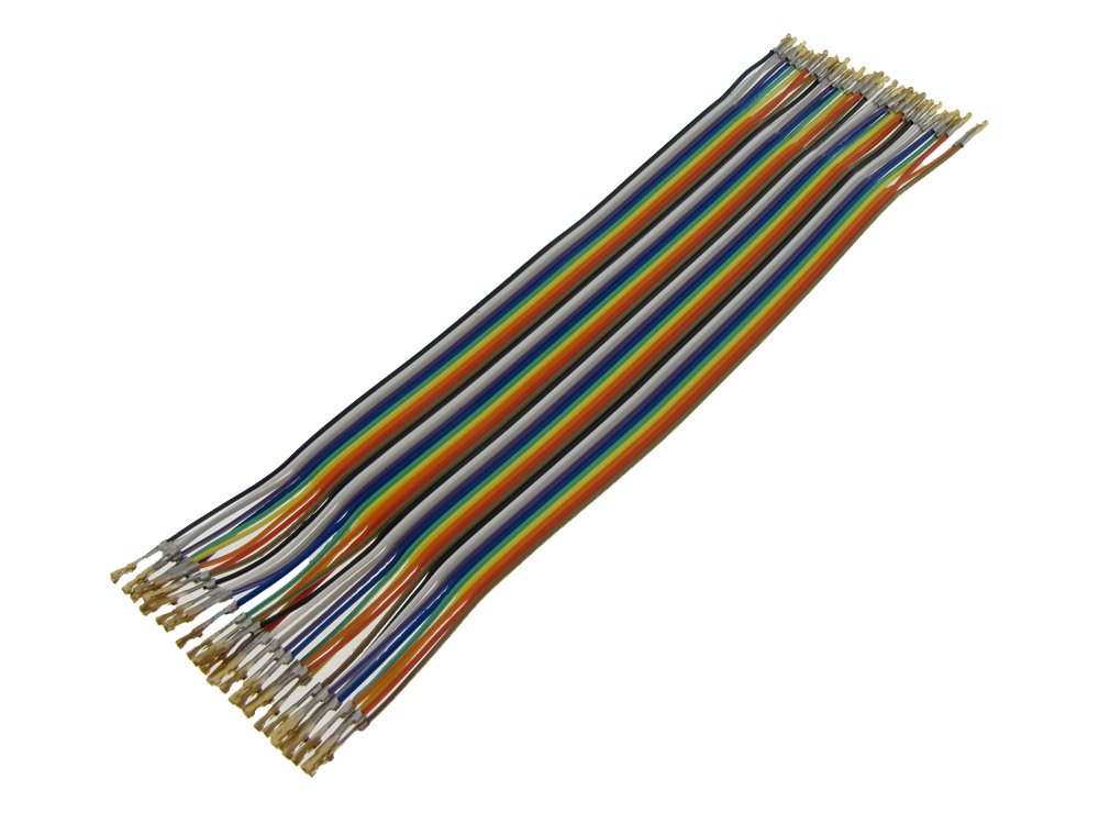 总部40针m-f zippable彩色跳线2.54mm预卷曲的镀金20cm