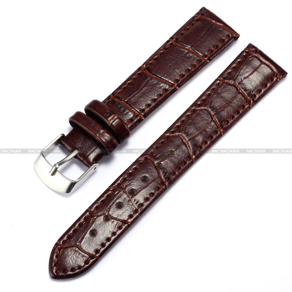18mm new brown genuine leather strap steel buckle awesome wrist