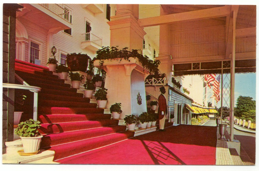 Mackinac Island Mi Entrance To The Grand Hotel Postcard Michigan Ebay