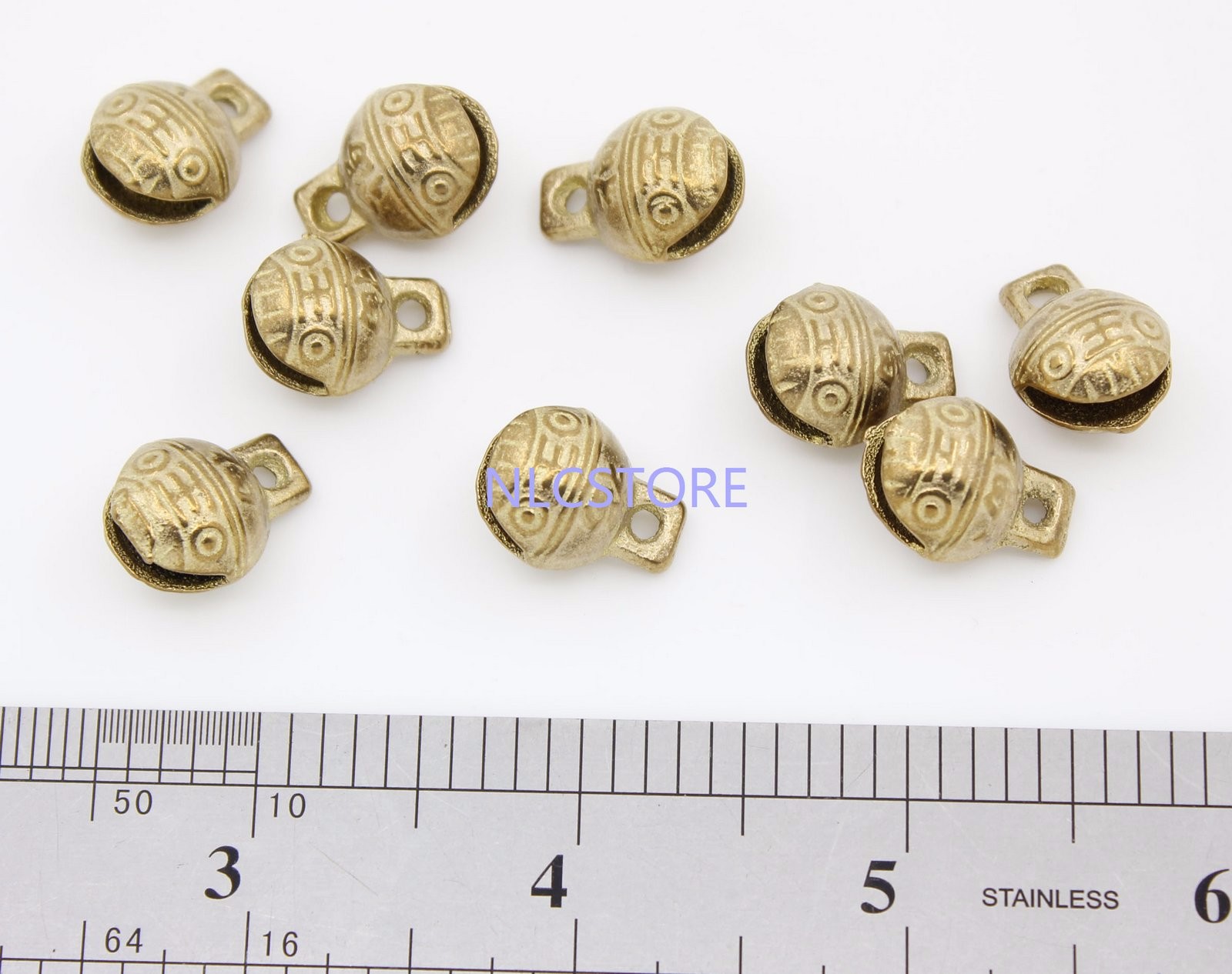 100PCS Collectibles 9mm*12mm Tibetan Brass Craft Tiger/'s Head Bells Feng Shui